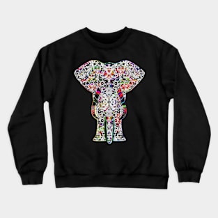 Rainbow White Elephant on Black Crewneck Sweatshirt